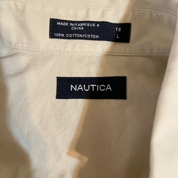 Nautica sanded  Khaki Summer ,short sleeve button shirt size 16 L - Picture 6 of 6